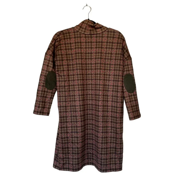 SMITH AND QUINN Rose Plaid Floral Check Mock Neck Dress Elbow Patch Size XS - Picture 2 of 6